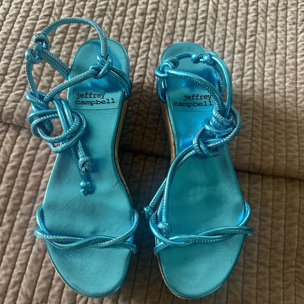 Jeffrey Campbell Metallic Blue Platform Sandals